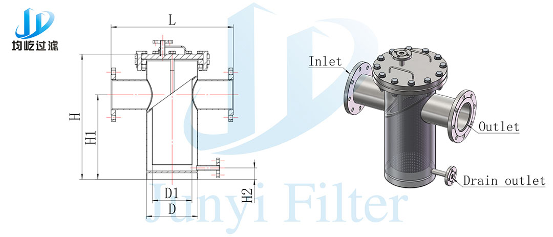 Flange type nga basket filter